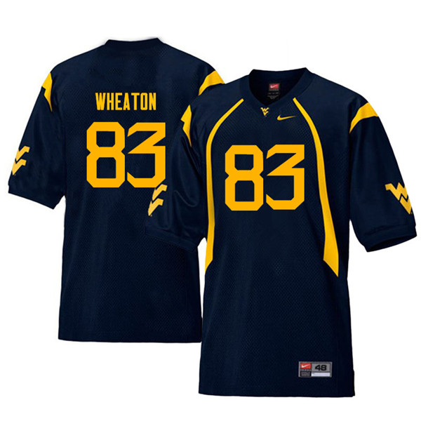 NCAA Men's Bryce Wheaton West Virginia Mountaineers Navy #83 Nike Stitched Football College Throwback Authentic Jersey LH23X18QI